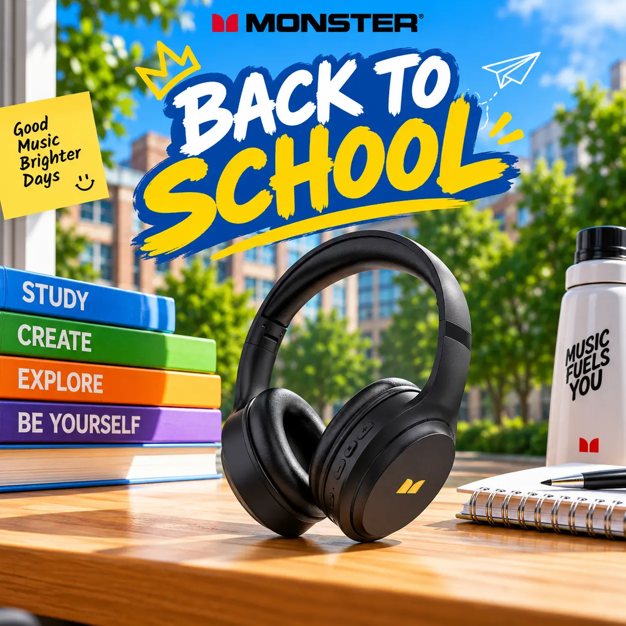 MONSTER Noise Cancelling Headphones, Bluetooth 6.0Wireless Over-Ear Headphones, Long Playtime, Deep Bass HiFi Sound, Comfortable Foldable Design, Built-in Mic, Compatible with iPhone, Android, Laptop & PC for Home Office Calls-TikTokShopBackToSchool, Audi
