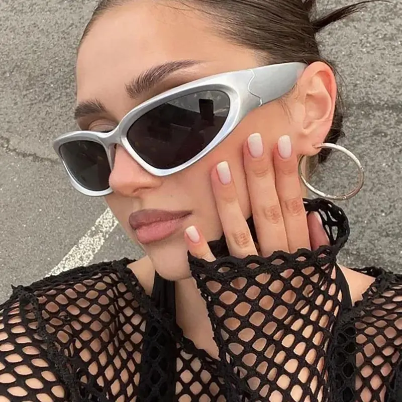 1 Pair Simple Sunglasses for Everyday Use, Fashionable Cat Eye Frame Sunglasses, Y2K Style Sunglasses, Summer Oval Frame Fashion Sunglasses, Stylish Glasses, Travel Accessories, Stylish Shades