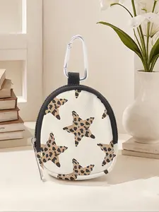 Tiger Stripe Star Pattern Mini Wallet, Lightweight Zipper Coin Purse with Hook Clip, Earphone Key Bag for Men and Women, All Seasons Casual Style, Casual Trendy Wallet