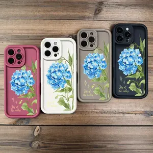 Blue Hydrangea Flower for Phone Case,phone Case Suitable for Iphone 11/12/13/14/15/16/17 Pro Promax Plus Air,Made From Soft TPU Shock-resistant Silicone Material, This Stylish Street-style Gift Is Perfect for Any Occasion.