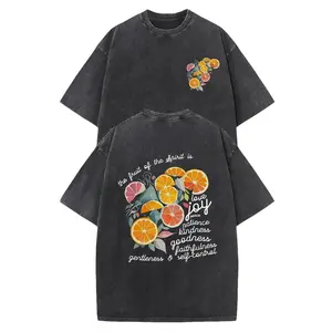 230g Washed Cotton Round Neck Short-sleeved Top, THE FRUIT OF THE SPIRIT IS LOVE, Innovative Double-sided Pattern, Men and Women's Spring and Summer New, Fashion Trend Clothing, Retro to Do Old Design Sense of men  clothing