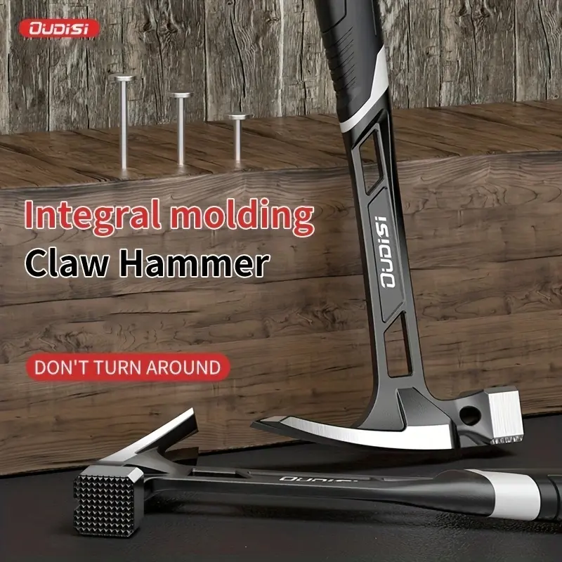 Heavy-Duty One-Piece Claw Hammer, Multifunctional Hammer, Multi-Functional Claw Hammer with Shock-Absorbing Nylon Handle, Non-Slip Grip & High-Carbon Steel Construction, Ideal for Demolition, Smooth Finish Hand Tools, Him Dad Birthday Gift, Hardware