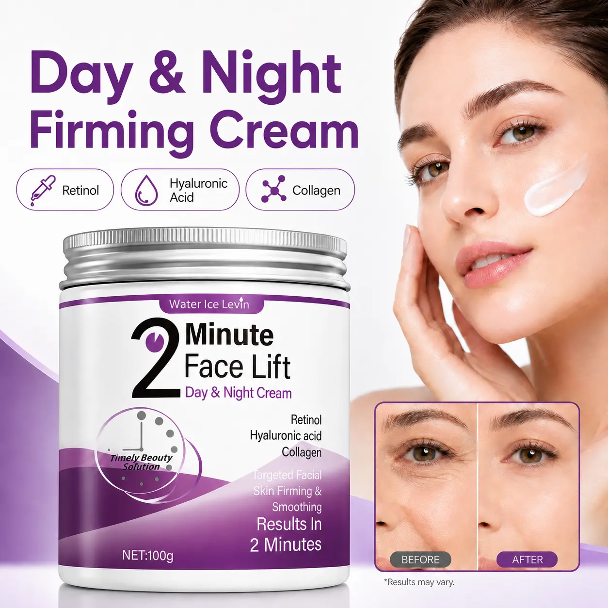 MMQ 2 Minute Face Lift Cream – Firming & Smoothing Moisturizer with Retinol, Hyaluronic Acid & Collagen | Day & Night Anti-Aging Skincare 100g Niacinamide fair and lovely Skin Repair