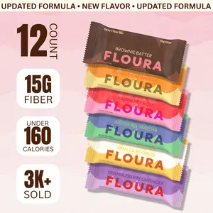 NEW FORMULA  Floura Variety Pack Fiber Bar  12-Pack - 15g Fiber, Fruit-Forward, Gluten-Free, Snack for Wellness On-The-Go