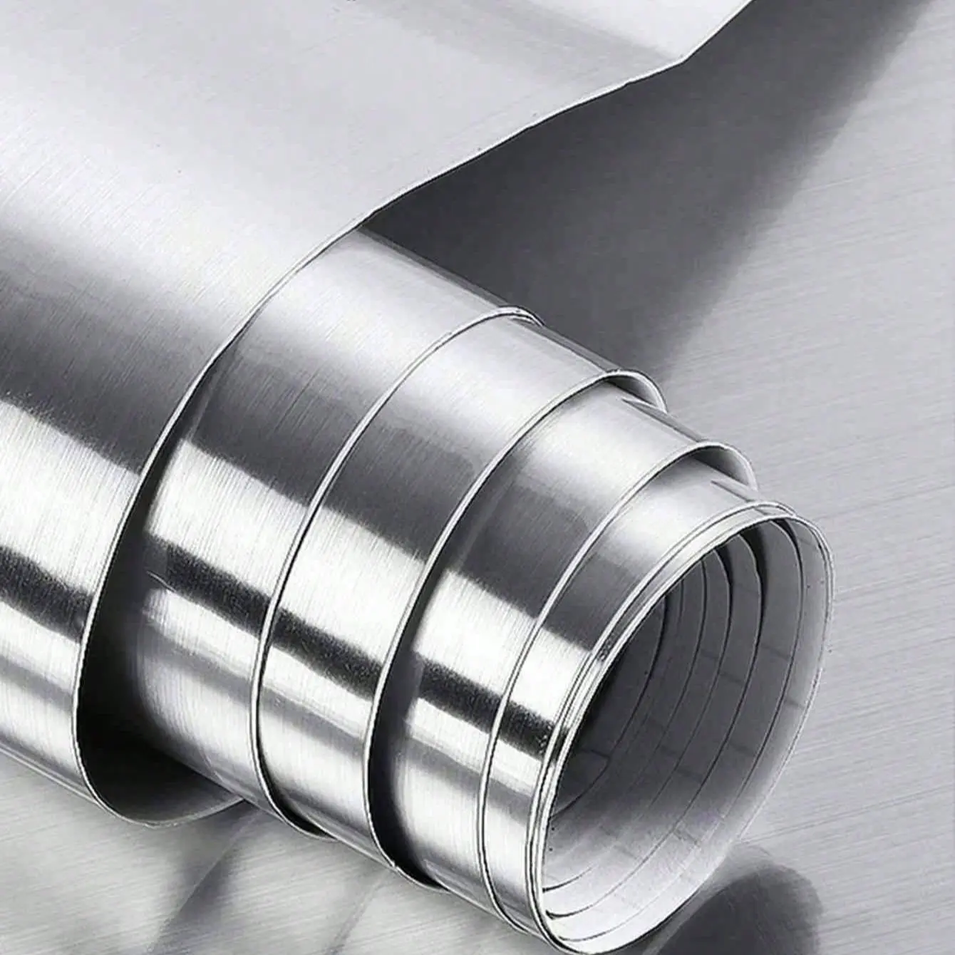 1 Roll of Silver Metallic Texture Vinyl Contact Paper Self-adhesive Removable PVC Wallpaper for Kitchen High Temperature Resistant Oil Proof Bathroom, Stickers, Wall Stickers, Vinyl Decals for Home Decoration, Spring Decorations to Give Your Home a Brand