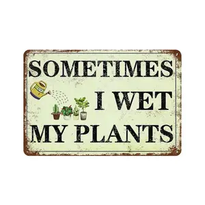 Funny Plant & Letter Pattern Iron Sign, 1 Count Retro Wall Art Decoration for Home Garden Art Decoration, Mean Girls Decorations