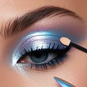 1 Pc Laser Chameleon Nail Shadow Magic Mirror Powder Iridescent Glitter, Iridescent Shimmer + 1 Brush, Mirror Effect Powder for Nail Art, Can Be Mixed with Eyeshadow And Lip Makeup, Metallic Texture Glitter Glow