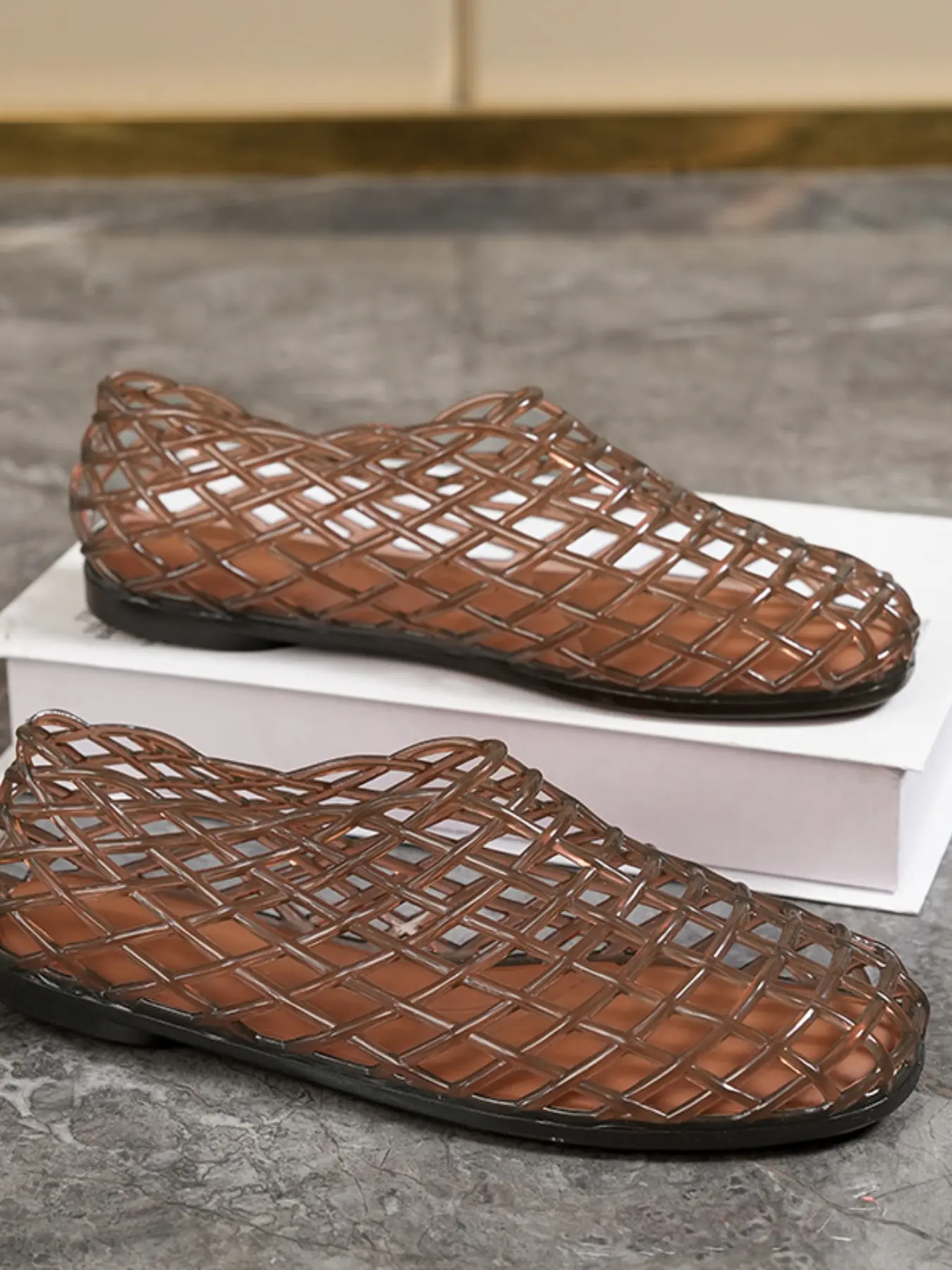 Crisp Grid Crystal Shoes, Slip on Flats, Elegant Design for Special Occasions, Perfect Gift Choice, Durable Material, Comfortable Fit, Summer Footwear