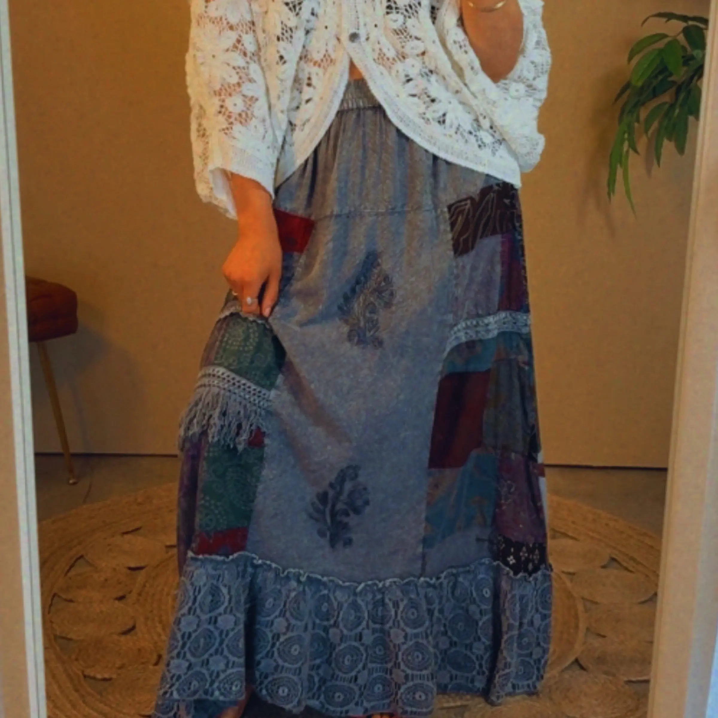 Keepsake Elastic Waist Patch Work Detailed Skirt