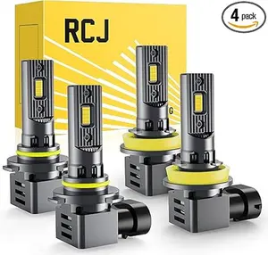 [1-Year Warranty Protection] RCJ Elite Performance 8X Brighter 36000LM LED Headlight Bulbs - Precision Cutoff No Glare H11/9005/H7/9006/9012/H13/9007 6000K Diamond White with Turbo Cooling Fan Plug & Play Kit