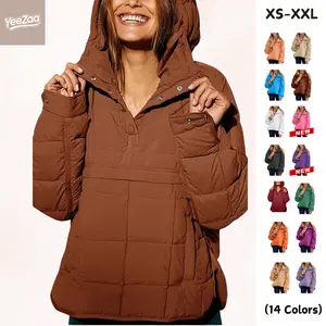 YeeZaa Women's Oversized Hooded Puffer Jacket 2025 TikTokShopHolidayHaul Christmas Quilted Lightweight Winter Warm Pullover Padded Hoodies Coat Casual Outerwear