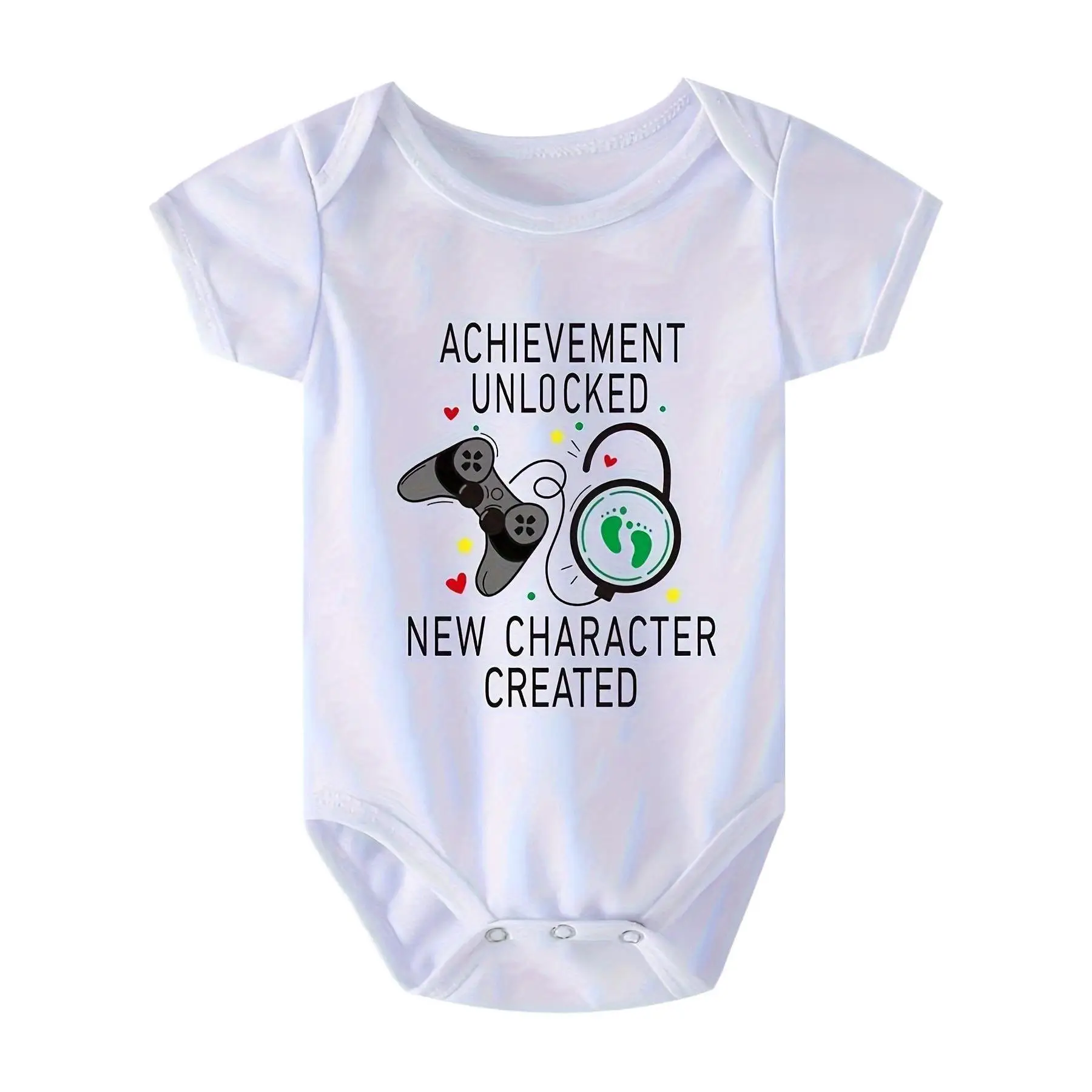 Achievement Unlock New Character Create Game Machine Pattern Graphic Newborn Outdoor Onesie, Baby Crawling Suit Pregnancy Notice, for Outdoor