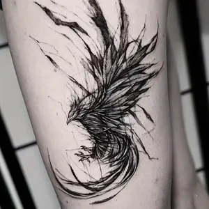 6 Large Herbal Tattoo Stickers, Containing 1 One Undead Bird Elements and 5 One Random Patterns, Lasting for 7-15 Days, Waterproof and Anti-Friction, Realistic Effect, Suitable for People Who Don't Want Tattoo Pain