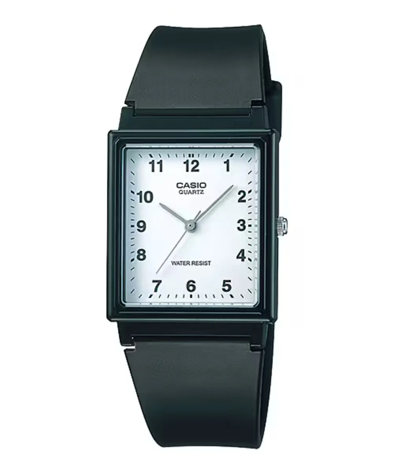Casio Men’s Black Rectangular Analog Watch with White Dial - MQ-27-7B