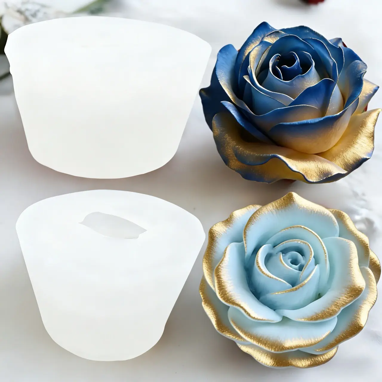 2 Piece Elegant Rose Silicone Molds, High-Quality Reusable Durable Flower Silicone Molds, Perfect for Jewelry Making, Soap Wax Art, Home Decor, Crafts, Handmade Crafts