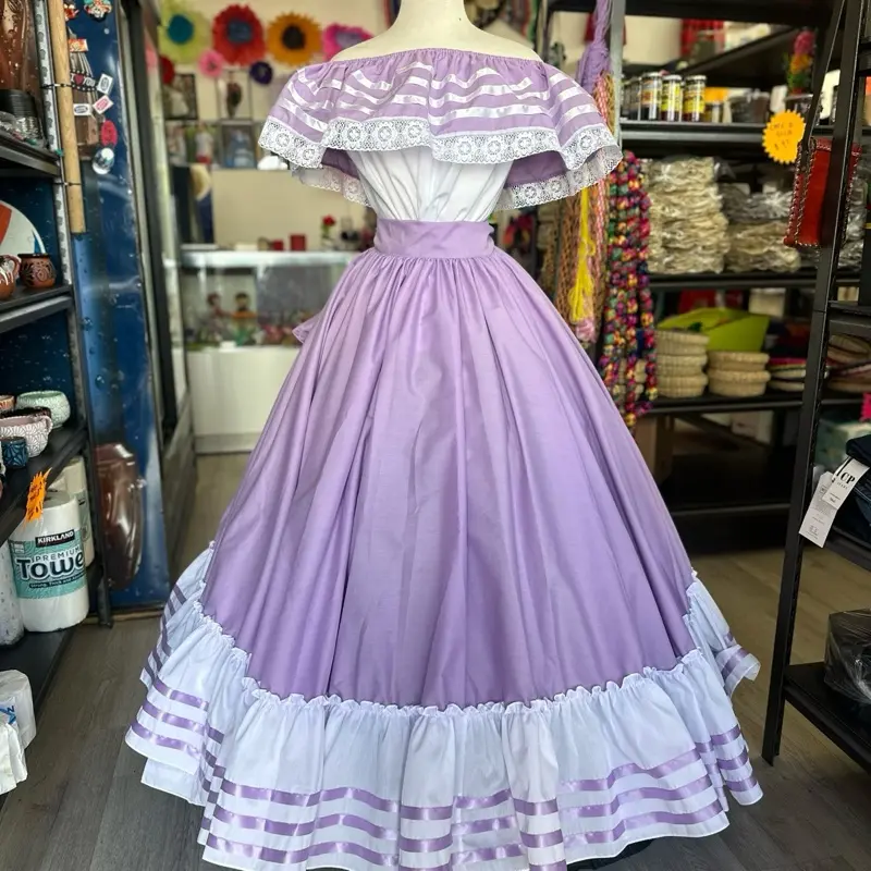 strapless open back dress Camila Traditional Mexican Dress- Vestido Mexicano Bordado Floral main image 1