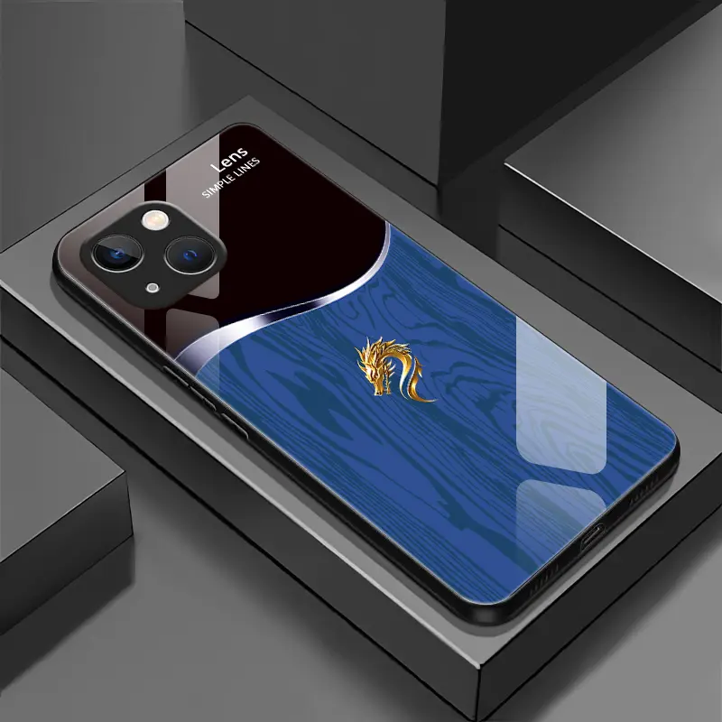 Suitable for [iPhone 15 Plus] Personality simple split dragon pattern creative business high-end anti-drop glass mobile phone case affordable anti-drop anti-fingerprint-888