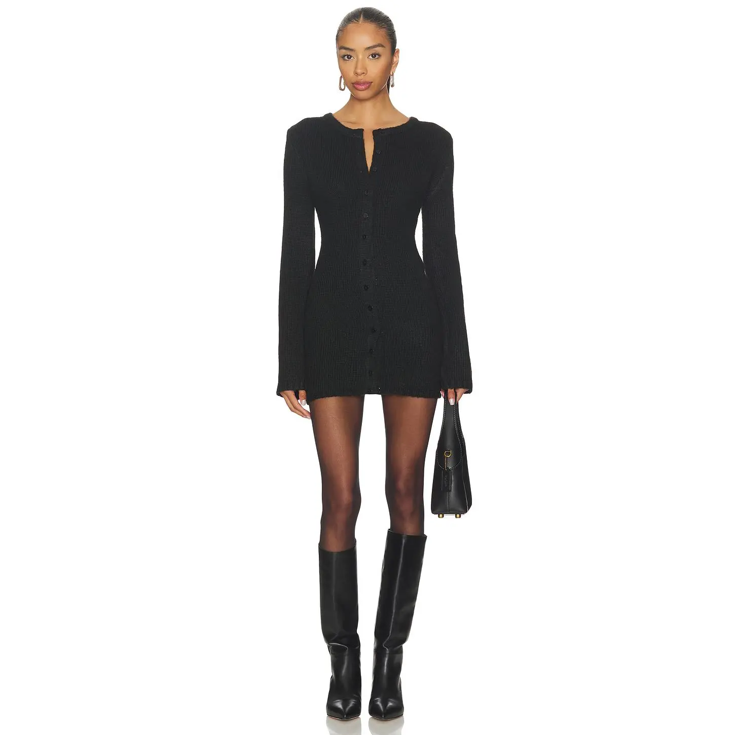 SNDYS August Fluffy Mini Dress in Black