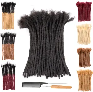 DAIXI #1B Natural Black Dreadlock Extension hair for Add Length/Repair Locs Human Hair Handmade Crochet Traditional Locs  Glueless Afro Kinky Box Braided Wigs