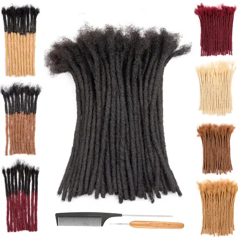 DAIXI #1B Natural Black Dreadlock Extension hair for Add Length/Repair Locs Human Hair Handmade Crochet Traditional Locs Glueless Afro Kinky Box Braided Wigs #tiktokshopstockup