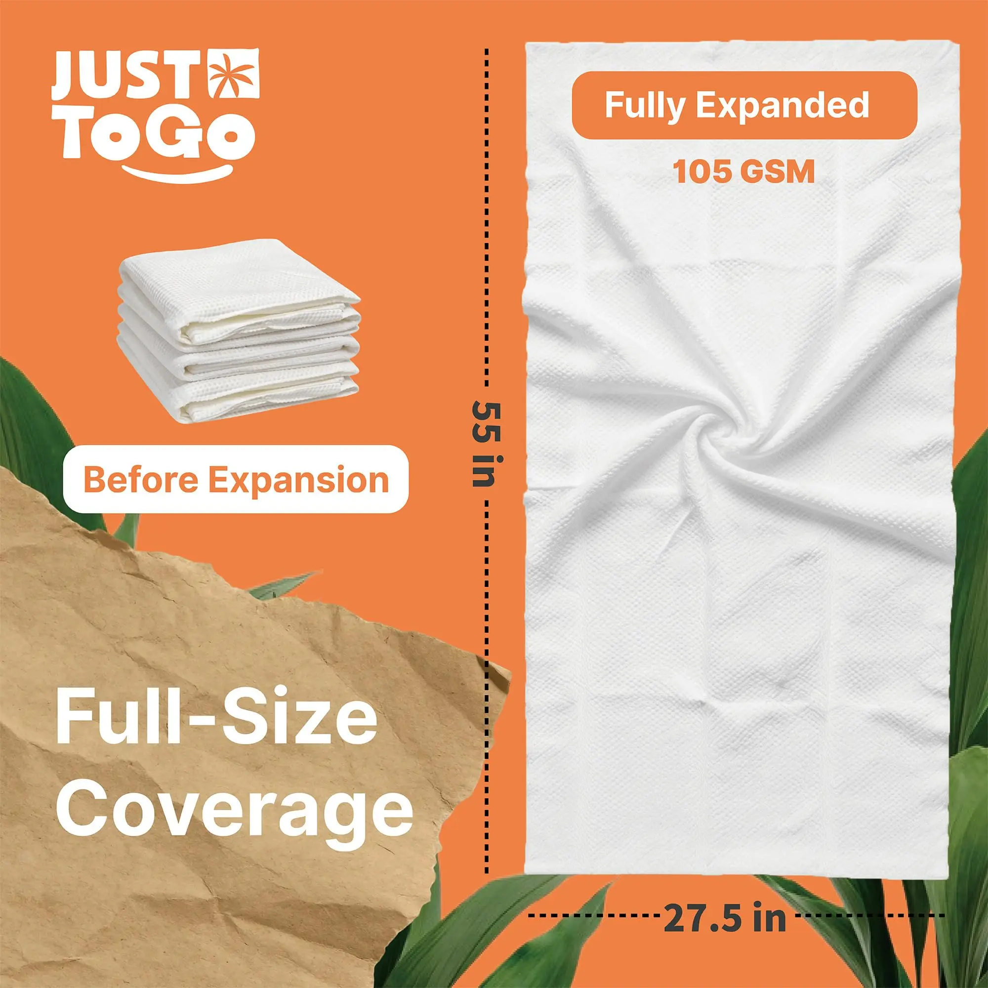 Disposable Compressed Bath Towels 3-Pack, Large 55x27.5 in Compact Form Full Body Towels, Lightweight Ultra-Soft Thick Absorbent Non-Woven, Individually Wrapped Travel Gear for Camping Trip, Outdoor Home Bathroom Essentials