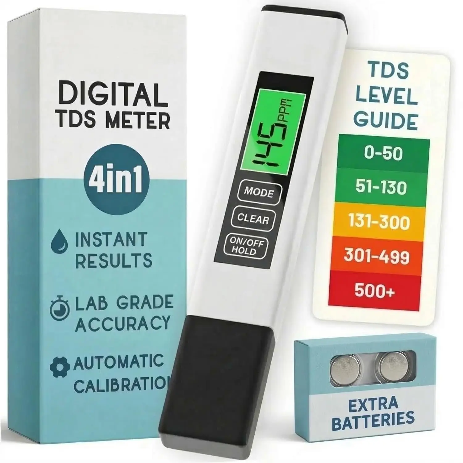4-in-1 TDS Meter Digital Water Tester for Drinking Water | Accurate 0-9990 PPM EC & Temp Readings | Ideal for RO Systems, Aquariums, Pools - Built for Professionals, Easy for Anyone
