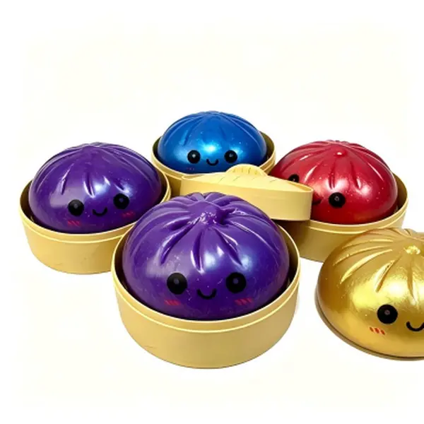 Dumpling Squishy with Box, Soft Sensory Squeeze Toy, Mystery Glitter Design, Stress Relief Decompression Dough Toy