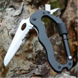 Five-In-One Multifunctional Climbing Carabiner Knife, D-Type Quick-Release Base, Folding Blade Core, Bottle Opener, Screwdriver Tools, Edc Multi Tools