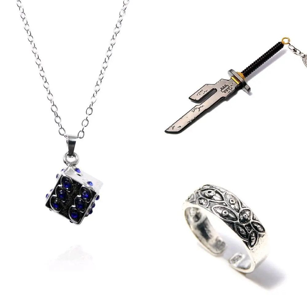 Anime Anti Gojo Matching Kit Set of 3 Keychain Ring Necklace with Unique Design Elements