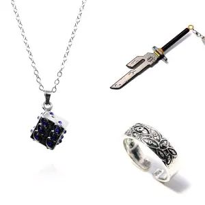 Anime Anti Gojo Matching Kit Set of 3 Keychain Ring Necklace with Unique Design Elements