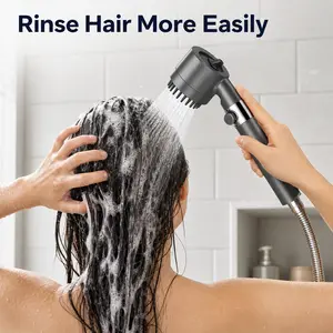Modern Bathroom Essential: 4-Mode High Pressure Handheld Shower Head with Scalp Massage & One-Hand Control – Rain/Mist/Jetting – NOT for Tankless Heaters – American Design for Home Spa & Pet Wash bracket