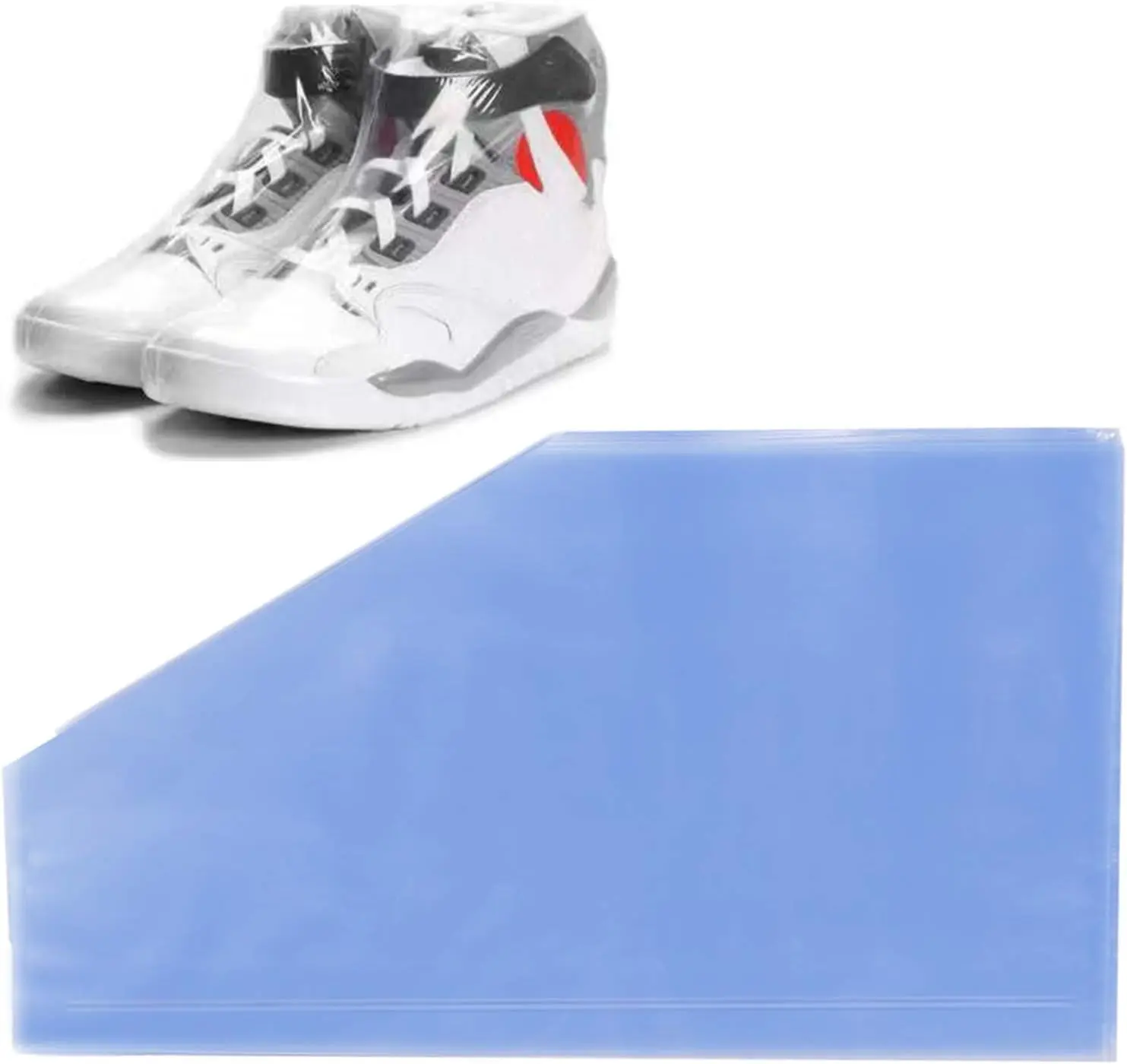 50 Pcs Durable PVC Disposable Large Plastic Shoe Shrink Wrap Bags - Shoe Cover Sets, Sneaker Protectors for Gifts & Wrapping, Office Stationery Supplies