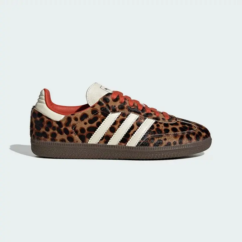 Adidas Samba OG Red Leopard Women's Shoes cheetah print sambas everyday shoe low cut shoes cute shoes leisure shoe- Authentic Brand New Sneakers with Leopard Print & White Stripes JI2734 Casual Footwear