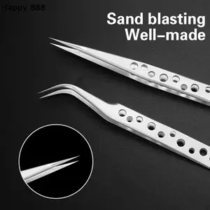 2-Piece Anti-Static Industrial Tweezers – Curved & Straight Stainless Steel for Electronics & DIY