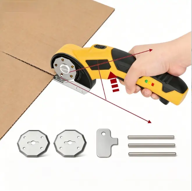 SEEVOLX 4V Rechargeable Cordless Electric Box Cutter with Lock, Blades, LED Precision Cut, Compact Portable Design, Rechargeable Battery for Carton to Leather, Plastic (Tools & Hardware)