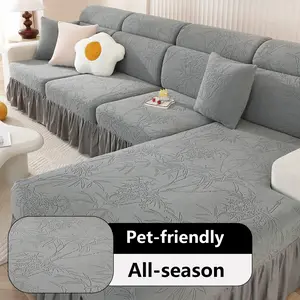 1count L-Shaped Sofa Cover with Cat Scratch Protection, Full Coverage Elastic Thick Dustproof Sofa Protector for All Seasons, Elastic Sofa Slipcover