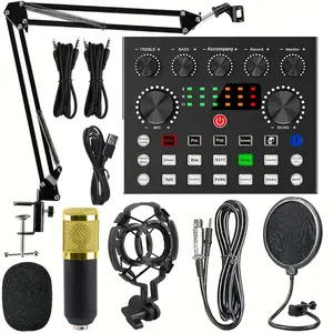 Portable Game Microphone Set, Dynamic RGB PC Microphone Set, Usb Audio Mixer, Suitable For Live Podcasts, Equipped With Telescopic Arm Stand, Mute Button And Headphone Jack, Suitable For Voice Recording, Dubbing, Media Streaming, Gaming