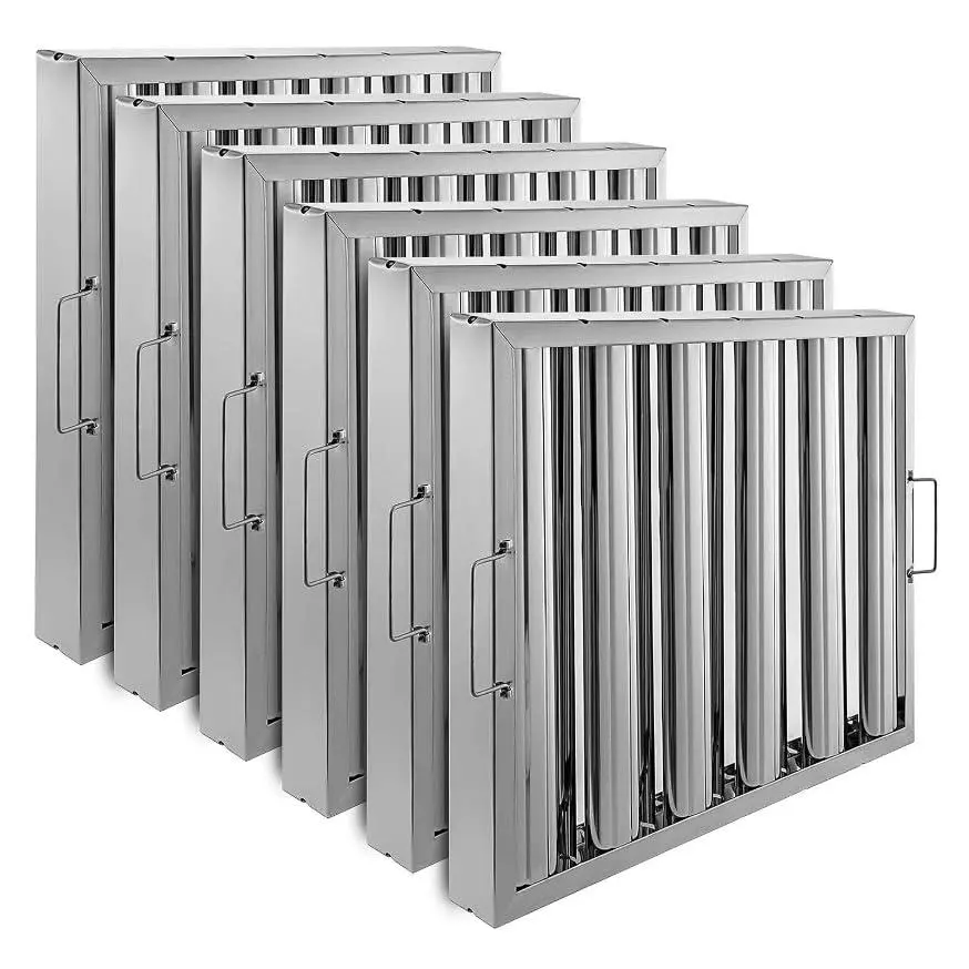 19.5 x 15.5in Commercial Range Hood Filter, Stainless Steel 6-Groove Baffle Grease Filter for Kitchen Exhaust Hoods