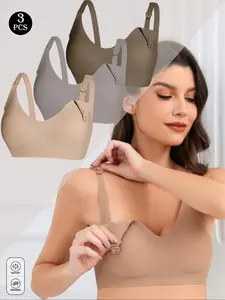 Women's Maternity Nursing Bra Set, Front Button Design, Comfortable Breastfeeding Support, Casual Style, All Season Wear, Pregnancy Maternity Bra