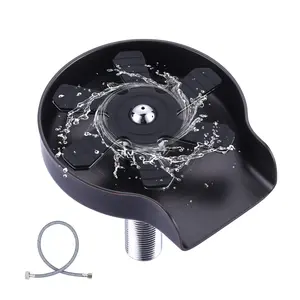 WOWOW Stainless Steel Sink Cup Rinser with Waterfall & 360° Rotating Jets, Deep-Clean Kitchen Sink Accessory, Glass & Bottle Washer Device with Included Hardware