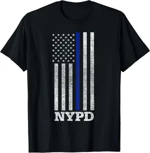 100%cotton New York City NYPD Thin Blue Line T-Shirt