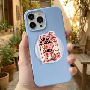 Silly Goose Juice Phone Grip, Funny Animal Phone , Cute Pink Milk Carton Stand, Kawaii Goose Gift, Aesthetic Phone Accessory