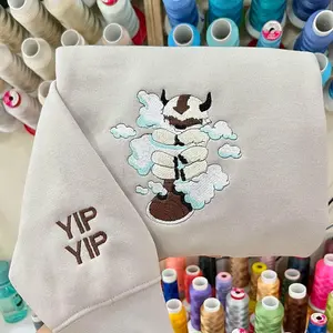 Appa Avatar Embroidered sweatshirt, Bison design sweatshirt, yip yip Appa crewneck Menswear Unisex Embroidery