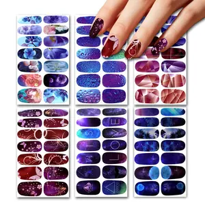 DIY Nail Art Stickers Set, 7 Sheets & 1 Scraper, Self-Adhesive Manicure Decals for Women Girls, Full Wrap Nail Polish Strips
