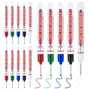 15 Pcs Long Head Deep Hole Marker, 20 mm Long Nose Nib Deep Reach Metal Marking Pen, Quick-drying Waterproof Permanent Pens For Carpenter, Woodworking, Construction (Colorful)