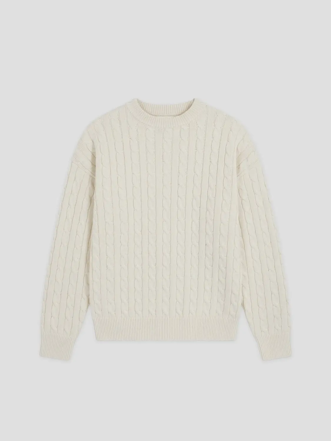 Classic Cotton Cable Knit Sweater - Cream