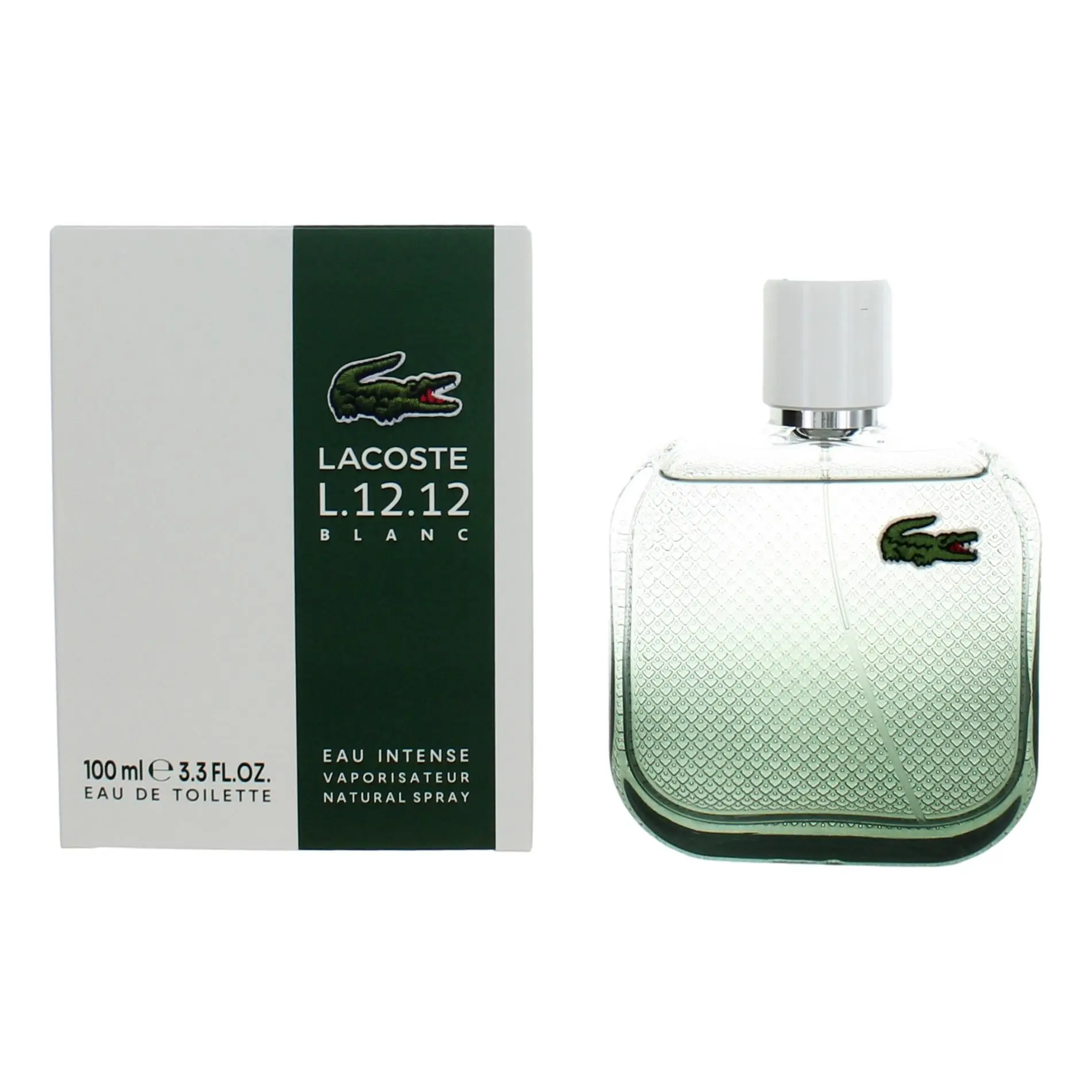 LACOSTE L.12.12 Blanc Eau Intense, Eau de Toilette for Men with a Fresh Aroma, Natural Spray for Daily Use - 100ml / 3.3 oz, Iconic Croc