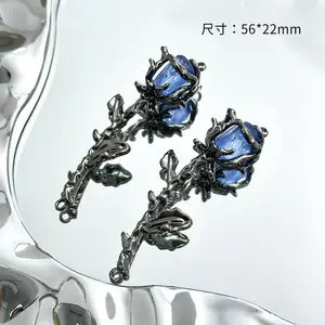 Dark Purple Series Rose Half-Bangle Cross Alloy Pendants, Handmade DIY Bracelet & Necklace Jewelry Making Supplies