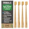 PRIMALS Boar Bristle & Bamboo Toothbrush (4-Pack) - Premium Boar Bristles - Approved by 500+ Clinicians - Fully Biodegradable - Plastic & Nylon Free - Quick Dry Design - Plastic-Free Oral Care