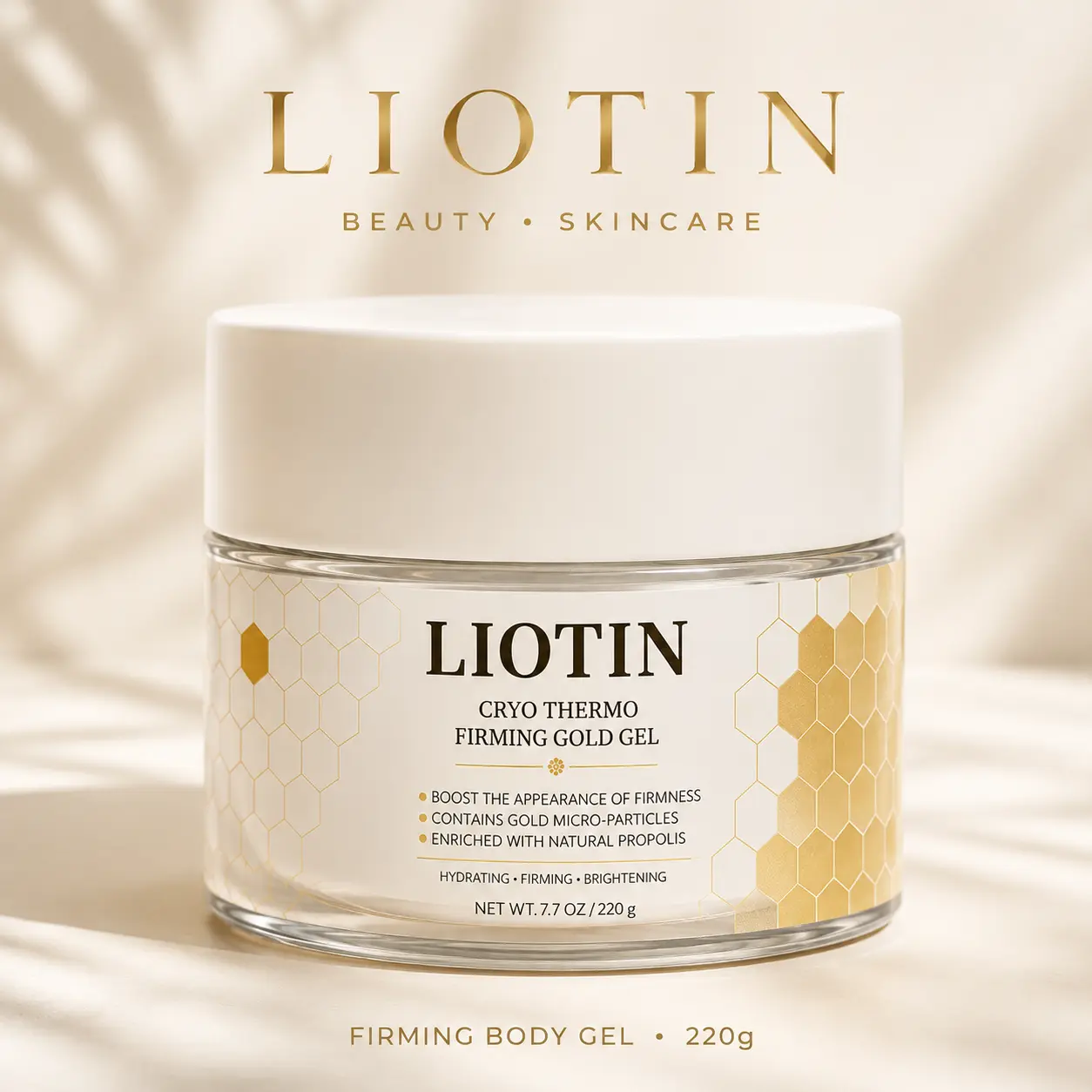 LIOTIN 24-karat Gold Massage Gel with Marine Collagen, Hydrating and Firming Body Treatment for All Skin Types, 220g, Hydrate, Moisturizing